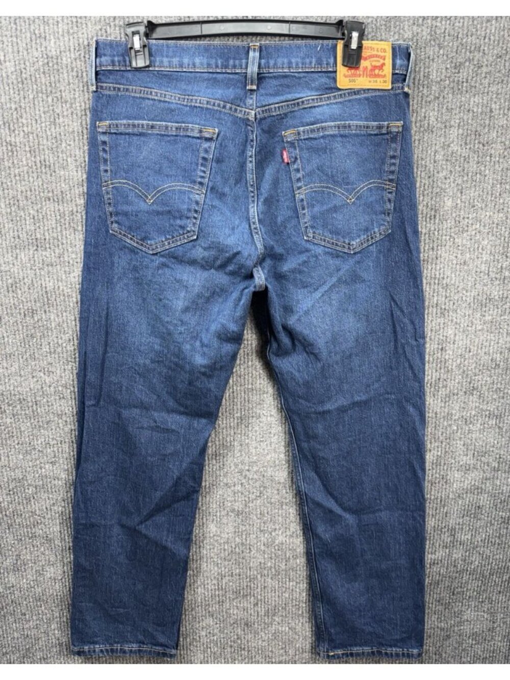 Levis 505 Jeans Men’s 36x30 Blue Regular Straight Leg Denim Medium Wash Stretch - Picture 2 of 10
